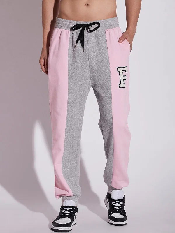 Sport Chic Pink And Grey Cut Sew Joggers