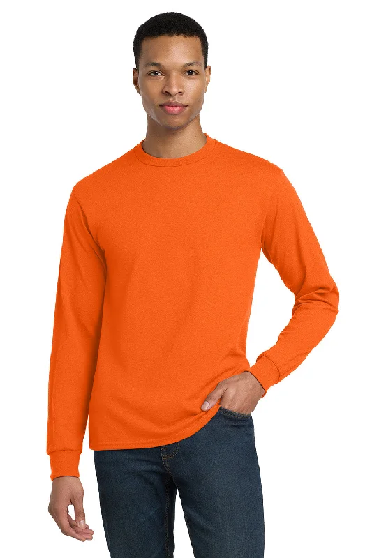 Cozy Sweatshirts Gildan Mens DryBlend Moisture Wicking Long Sleeve Crewneck T-Shirt - Safety Orange