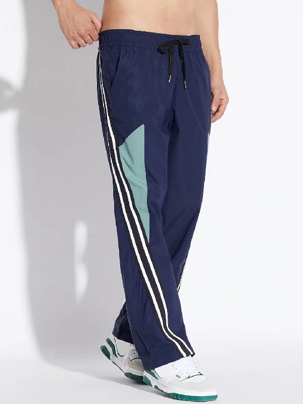 Casual Essentials Navy Parachute Taped Trackpants