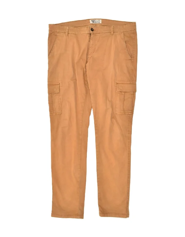 Comfy Suits OVS Mens Slim Cargo Trousers W40 L33 Brown Cotton