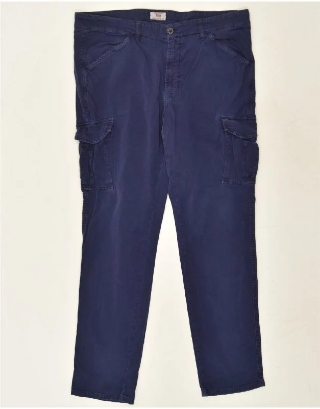 Urban Style CARRERA Mens Slim Cargo Trousers IT 54 2XL W42 L31 Navy Blue Cotton