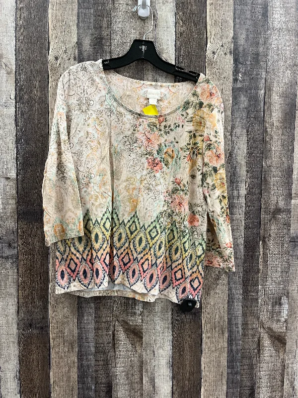 Versatile Outfits Top 3/4 Sleeve By Chicos In Multi-colored, Size: L