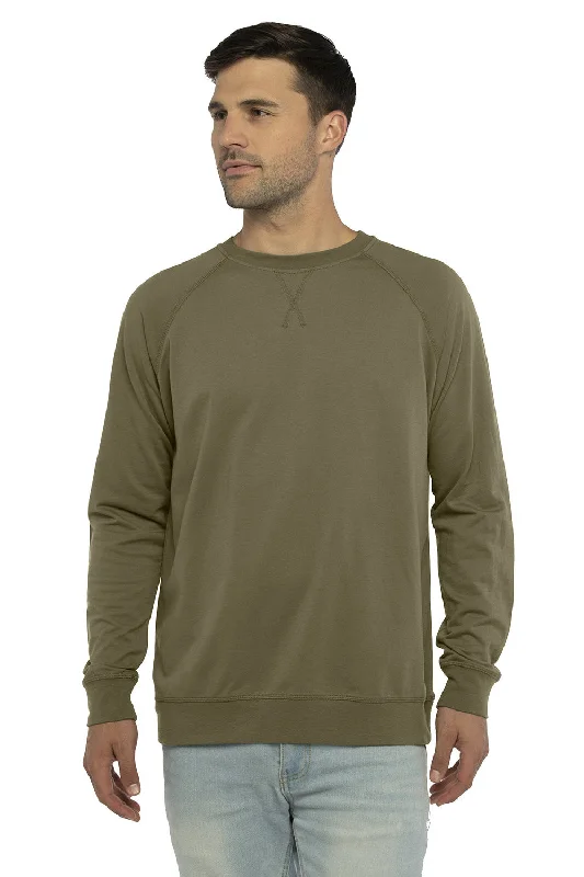 Casual Denim Next Level Mens French Terry Long Sleeve Crewneck T-Shirt - Military Green