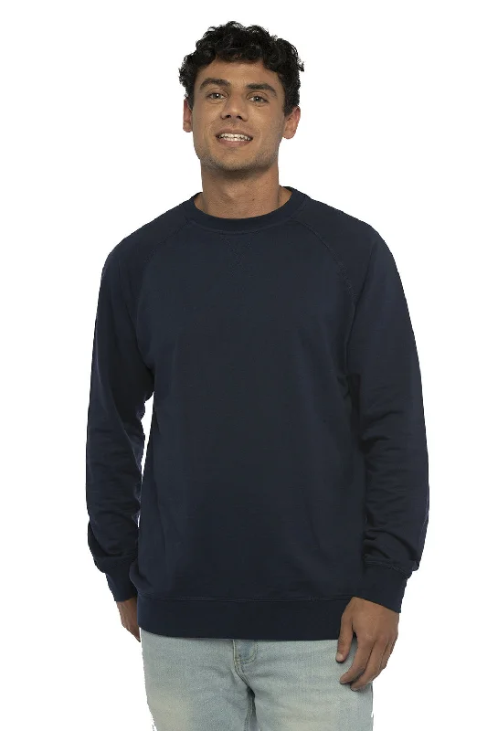 Everyday Comfort Next Level Mens French Terry Long Sleeve Crewneck T-Shirt - Midnight Navy Blue