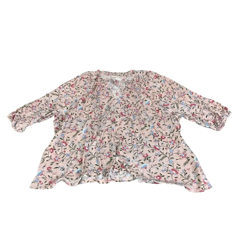 Cool Streetwear Top Long Sleeve By Wonderly In Floral Print, Size: 2x