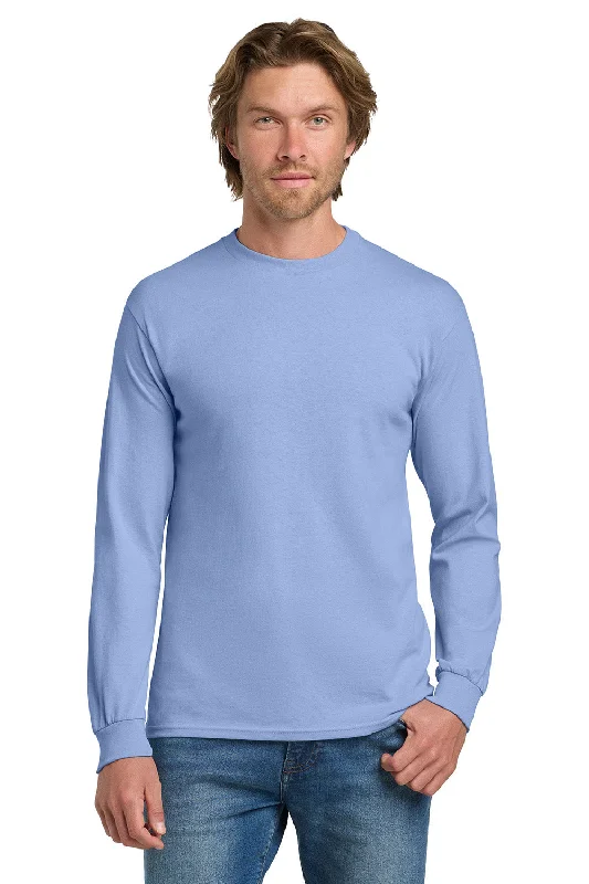 Outdoor Clothing Gildan Mens Long Sleeve Crewneck T-Shirt - Carolina Blue