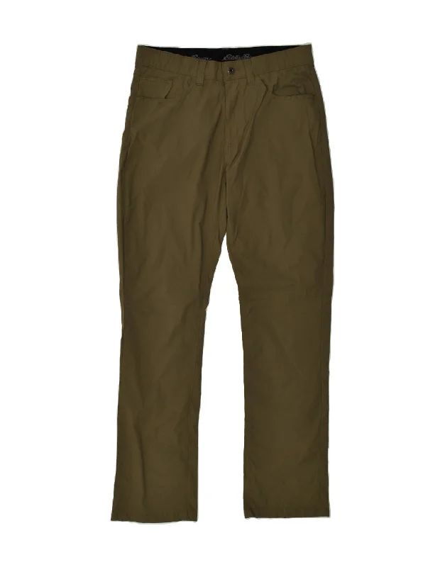 Easy Fit EDDIE BAUER Mens Slim Casual Trousers W34 L34 Khaki Nylon