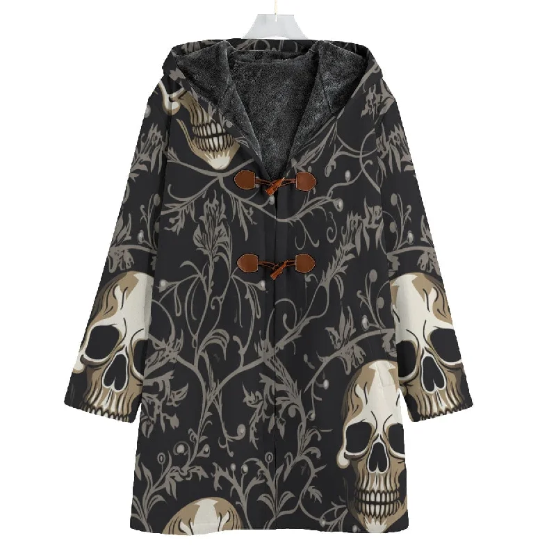 Warm Wear Men's Gothic Skull Canvas Button Fleece Windbreaker