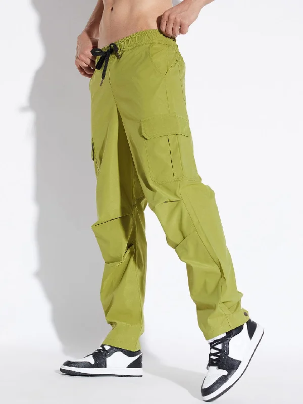 Relaxed Wearables Light Green Cargo Parachute Trackpants