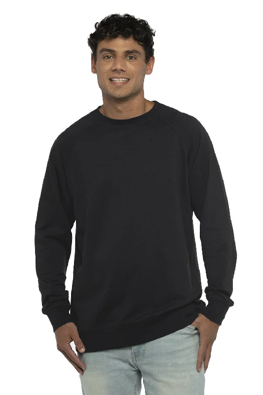 Laid-Back Wear Next Level Mens French Terry Long Sleeve Crewneck T-Shirt - Black