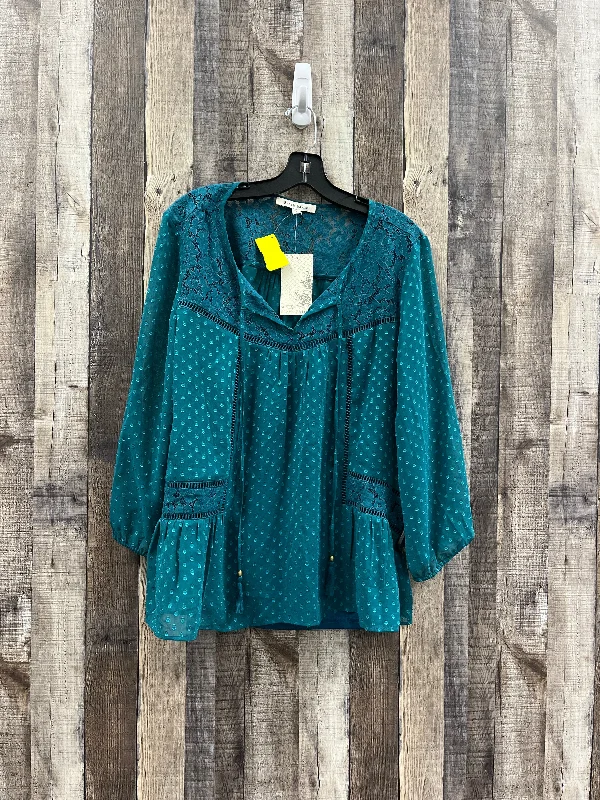 Weekend Wear Top Long Sleeve By Black Rainn In Teal, Size: L