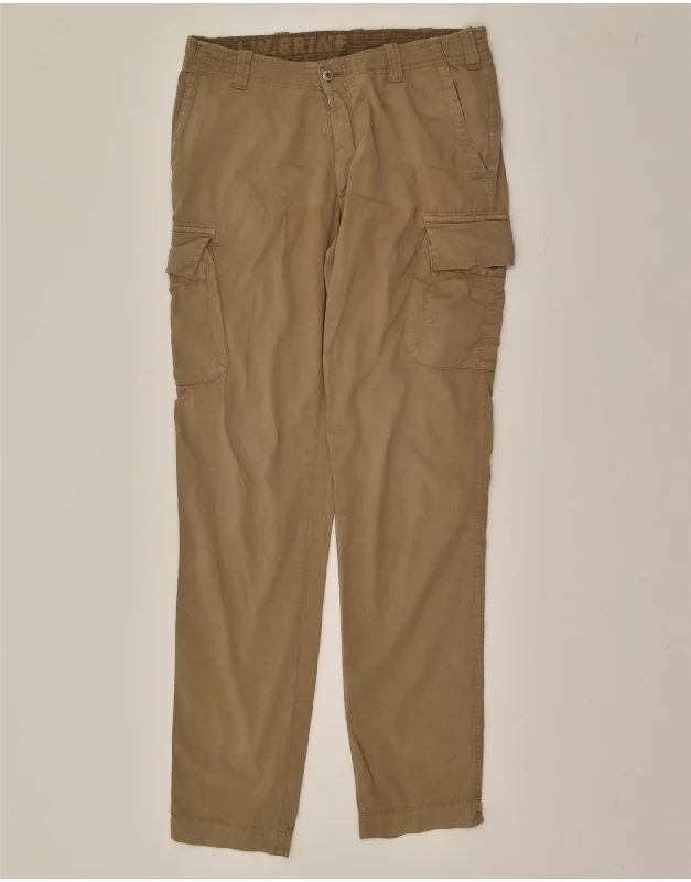 Stylish Tops VINTAGE Mens Slim Cargo Trousers IT 50 Large W34 L36  Brown Cotton