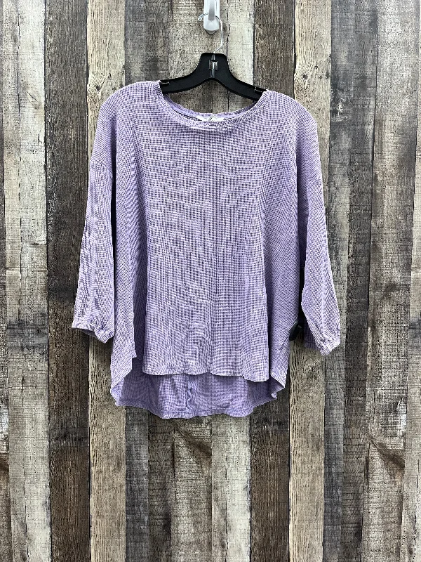 Cool Casuals Top Long Sleeve By Time And Tru In Purple, Size: L