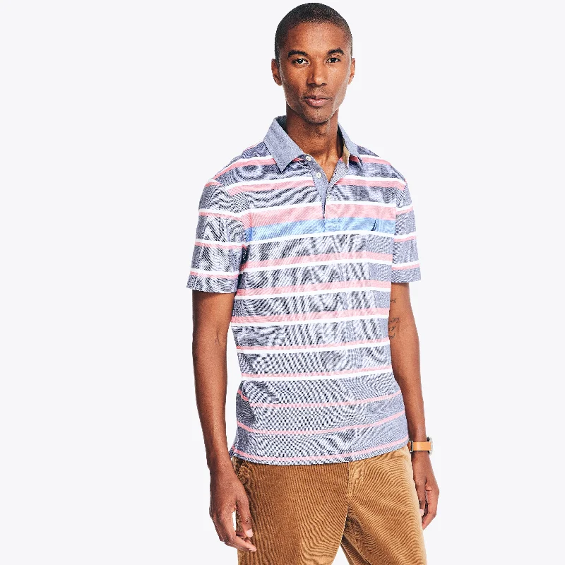 Relaxed Fits Nautica Mens Classic Fit Striped Oxford Polo