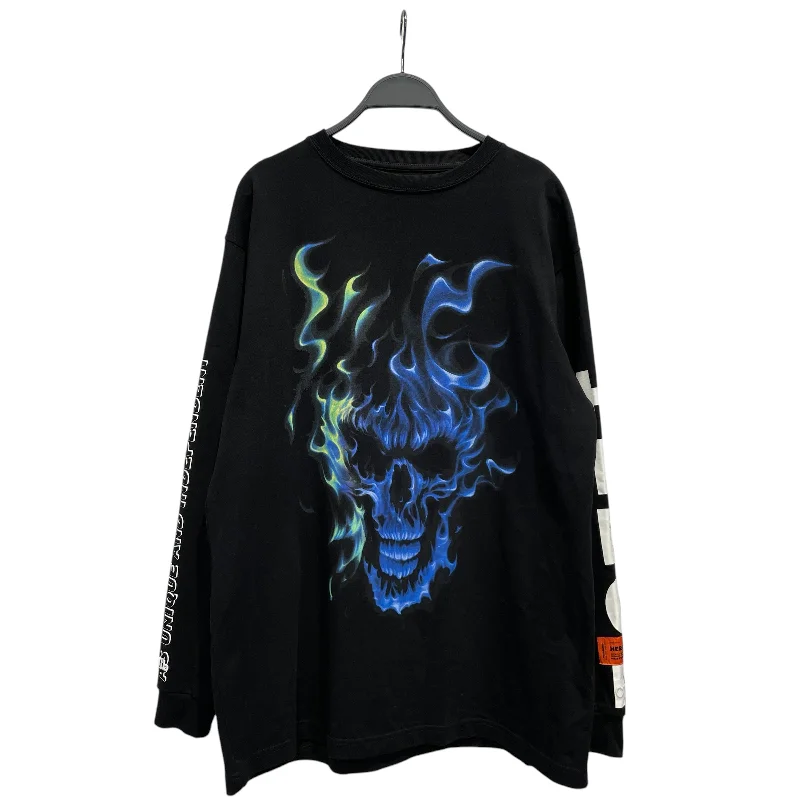 Outdoor Gear HERON PRESTON/LS T-Shirt/XS/Polyester/BLK/Graphic/FLAMING SKULL