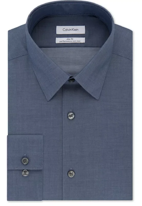 Street-Friendly Wear Smokey Blue Slim Fit Dress Shirt