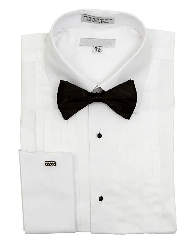 Outdoor Outfits Regular Fit Pleated White Tuxedo Shirt