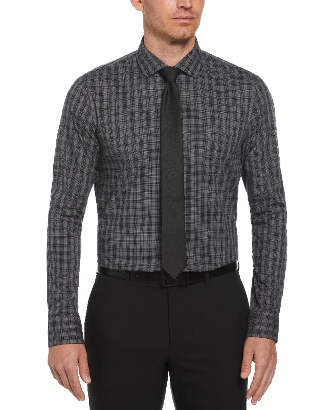 Comfy Suits Slim Fit Tonal Checkered Button-Down Plaid Dress Shirt