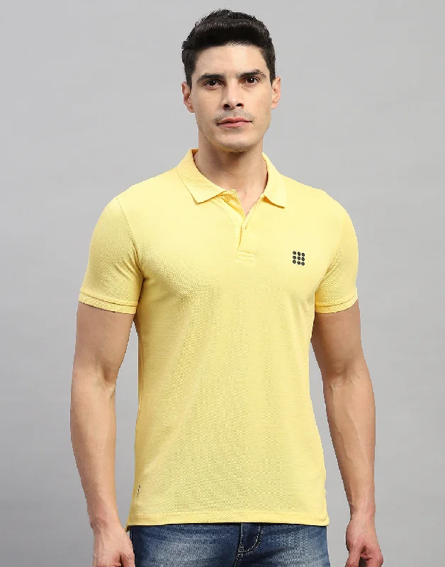 Laid-Back Wear Men Yellow Solid Polo Collar Half Sleeve T-Shirt