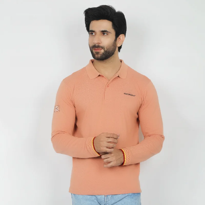 Relaxed Fits Eminent Men's Full Sleeves Polo T-Shirt - Clay