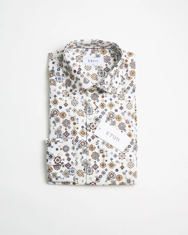 Easy Fit Multi Motif Signature Twill Slim Shirt