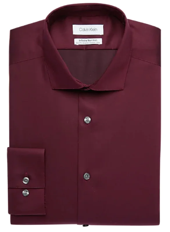 Everyday Apparel Burgundy Slim Fit Dress Shirts