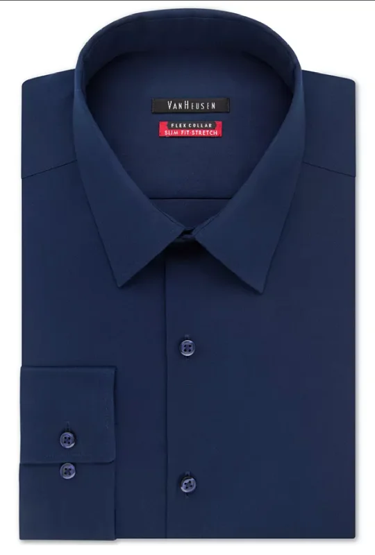 Casual Layers Navy Slim Fit Dress Shirts