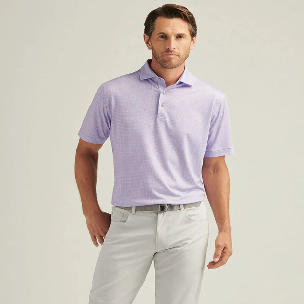 Urban Look Peter Millar Men's Gingham Performance Jersey Polo Shirt - Ultra Violet