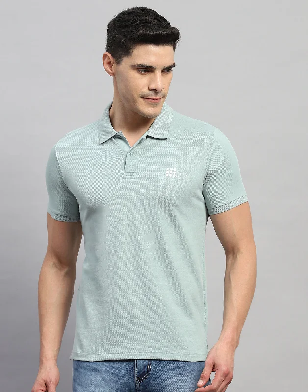 Lightwear Options Men Blue Solid Polo Collar Half Sleeve T-Shirt