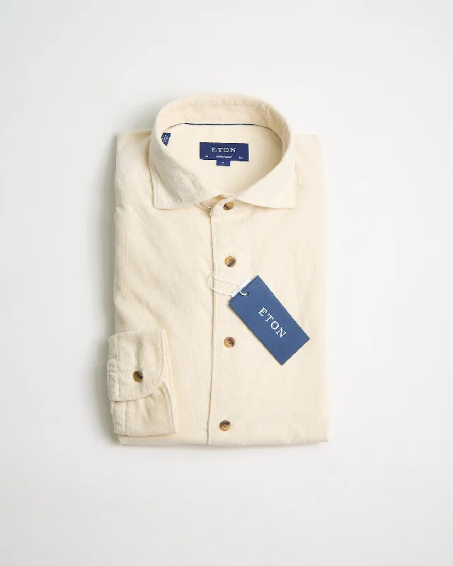 Warm Essentials Cream Fine Whale Corduroy Contemporary Shirt