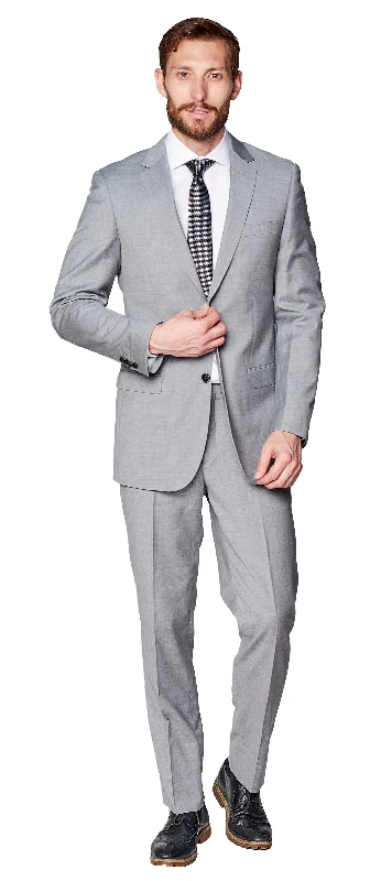 Casual Knit Tops Slim Fit Solid Lite Grey Two Piece Suit GB-Lite-Grey