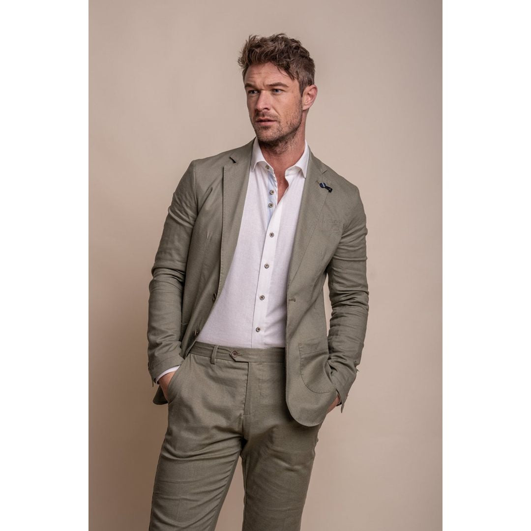 Simple Wardrobe Alvari - Men's Sage Linen Summer 2 Piece Wedding Suit