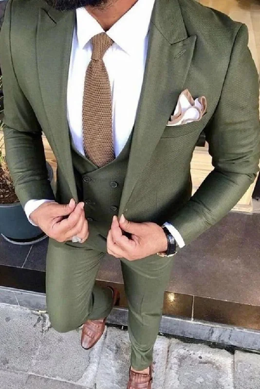 Active Tops MEN SUITS WEDDING Olive Green 3 Piece Formal Fashion Elegant Gift For Men Prom Groom Dinner Suit Tuxedo