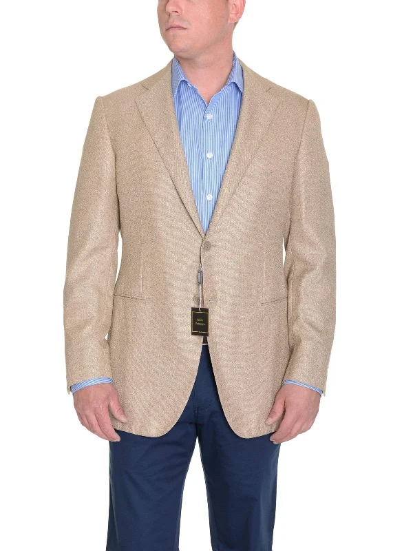 Everyday Comfort Sartoria Partenopea Italy 40R 50 Tan Beige Wool Silk Men's Blazer Sportcoat