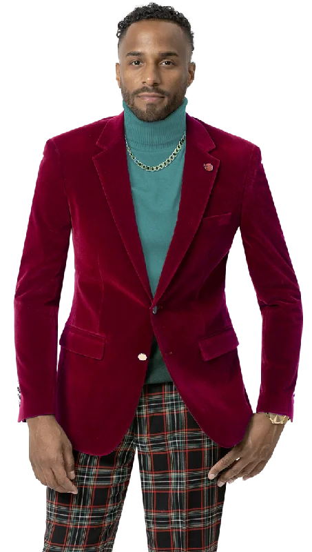 Urban Gear Kent & Park J134 Velvet Slim Fit Blazer Red