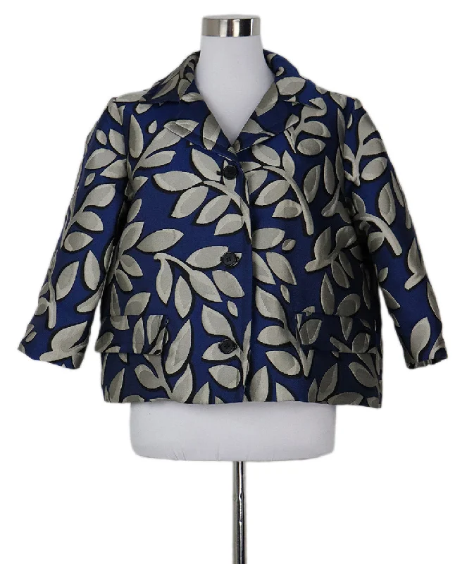 Soft Sweaters Marni Blue & Grey Floral Blazer sz 8