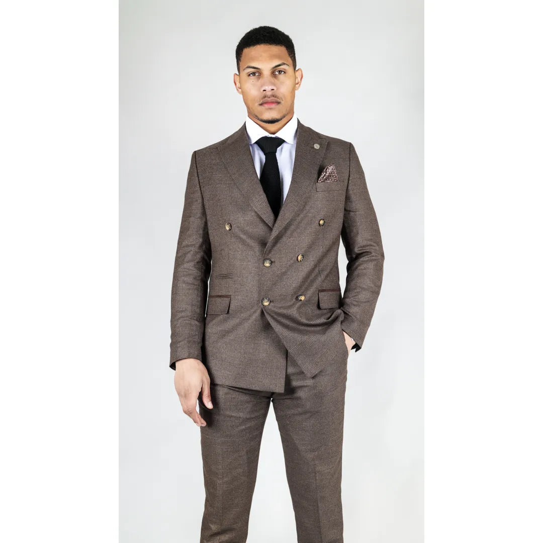 Warm Essentials STZ92 - Men's Brown Double Breasted 2 Piece Suit