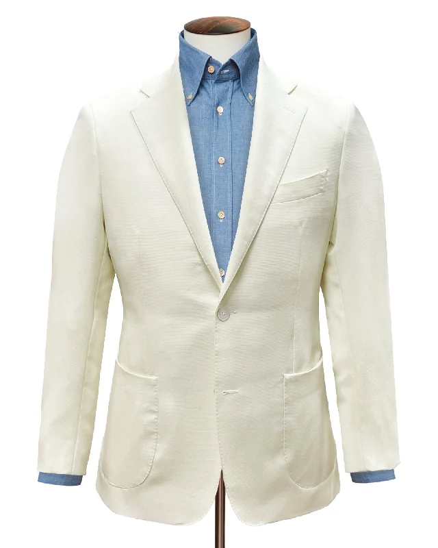 Cool Jackets Spiga Blazer - Ivory Hopsack Wool