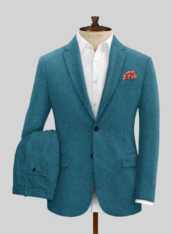 Soft Layers Naples Teal Blue Tweed Suit