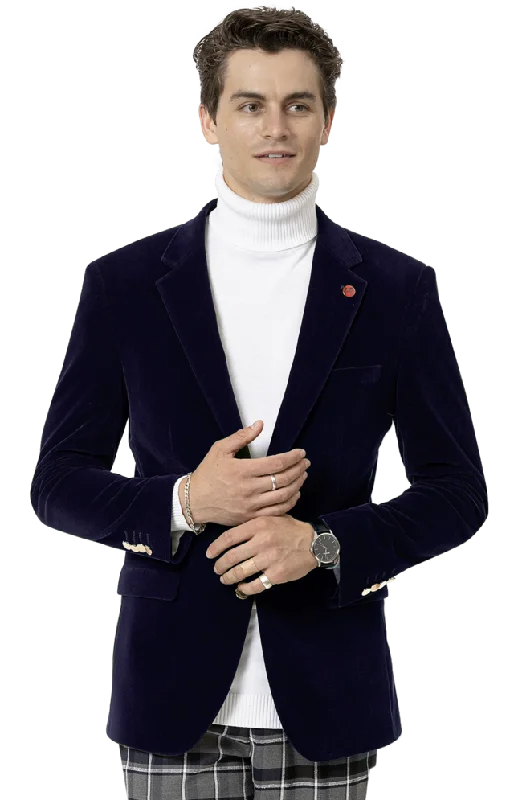 Laid-Back Wear Kent & Park J134 Velvet Slim Fit Blazer Navy