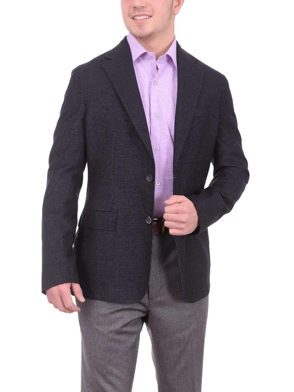 Street Casuals Mens Napoli Extra Slim Fit Navy Heather Unlined Wool Blazer Sportcoat