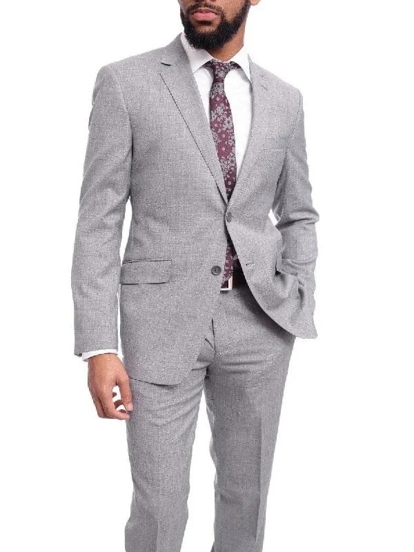 Simple Wardrobe Mens Extra Slim Fit Solid Light Gray Heather Two Button Wool Blazer Sportcoat