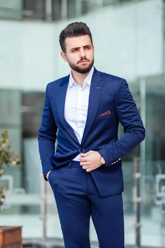 Premium Outerwear SUITS FOR MEN Men Wedding suits Blue 2 Piece Slim Fit Suits Elegant Formal Fashion Suits Party Wear Dinner Suits Stylish Suits Groom Wedding Suit