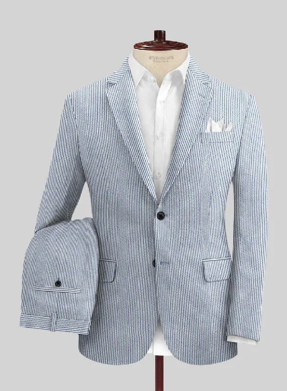 Sporty Looks Solbiati Light Blue Seersucker Suit