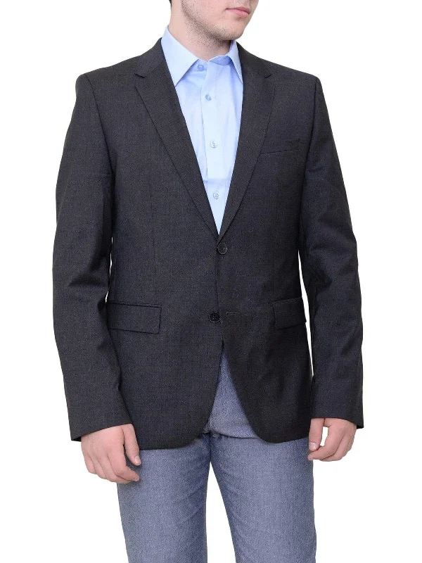 Effortless Comfort Hugo Boss Aerins Slim Fit Charcoal Gray Heather Two Button Wool Blazer Sportcoat