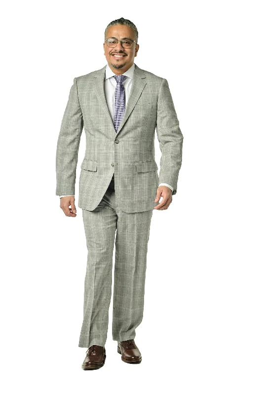 Timeless Apparel Modern Fit Lite Grey Check Two Piece Suit B-21P1