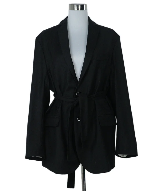 Street Apparel Alter Black Wool & Silk Blazer w/ Belt