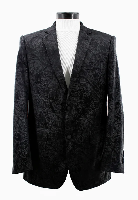 Relaxed Looks Bassiri J1044 Paisley Velvet Blazer Black