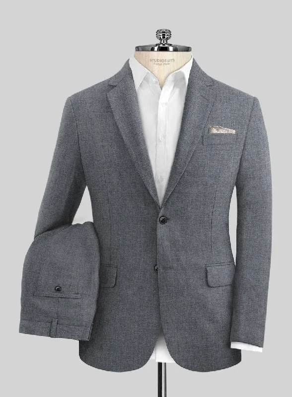 Sport Chic Italian Khyber Gray Blue Linen Suit