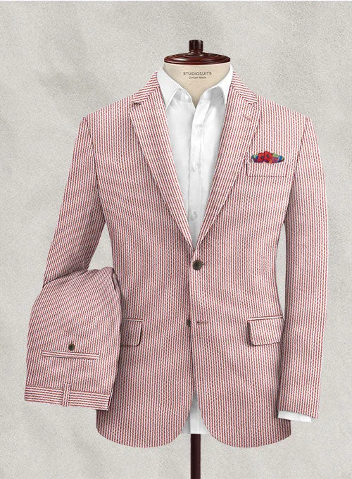 Trendy Basics Solbiati Coral Red Seersucker Suit